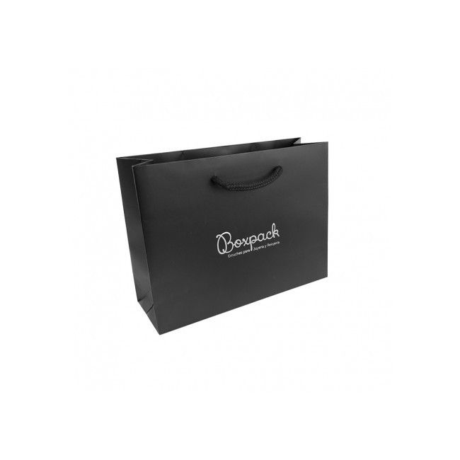 Bolsa de papel mate negra para joyería bisutería y relojería 200X150X70 mm B-MA-N