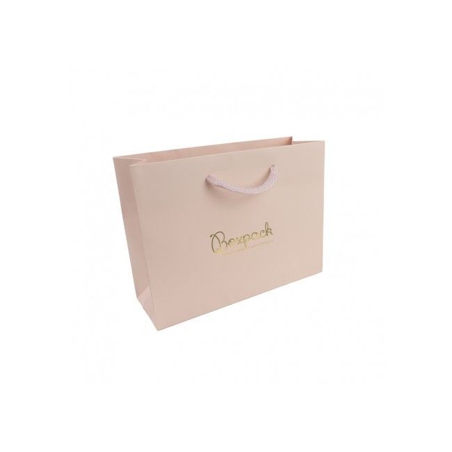 Bolsa de papel mate rosa cuarzo para joyería bisutería y relojería 200X150X70 mm B-MA-RC