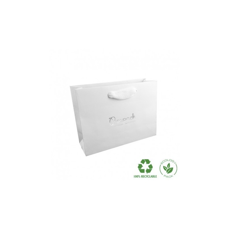 Bolsa de papel eco mate color blanco para joyería, bisutería y relojería 200X150X70 mm E-B-MA-B