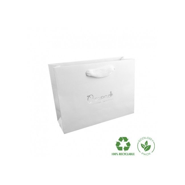 Saco de papel mate para joias e relógios, branco 200 x 150 x 70 mm E-B-MA-B