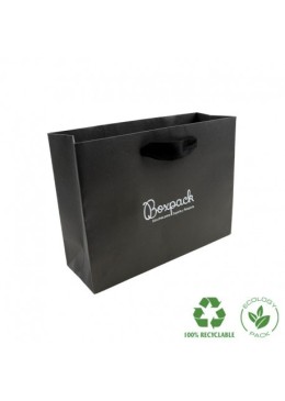 Bolsa de papel eco mate color negro para joyería, bisutería y relojería 200X150X70 mm E-B-MA-N