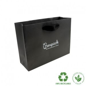 Saco de papel mate para joias e relógios, preto 200 x 150 x 70 mm E-B-MA-N
