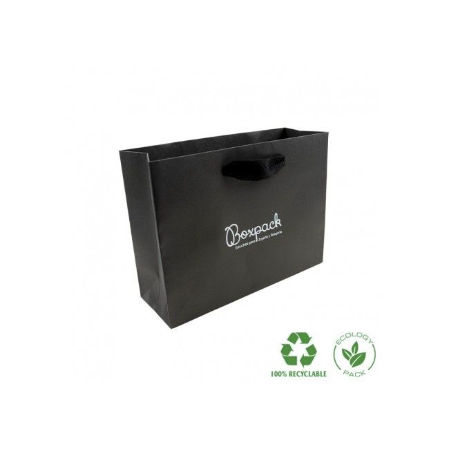 Sac en papier mat pour bijoux et montres, noir 200 x 150 x 70 mm E-B-MA-N