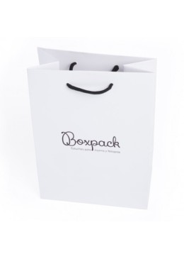 Bolsa de papel mate blanca asa negra para joyería bisutería y relojería 180x250x100 mm B-L-B-N