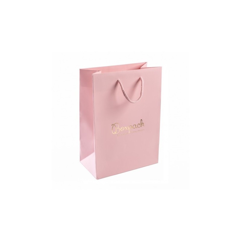 Bolsa de papel mate rosa cuarzo para joyería bisutería y relojería 180x250x100 mm B-L-RC