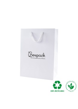 Bolsa de papel eco mate color blanco para joyería, bisutería y relojería 180x250x100 mm E-B-L-B