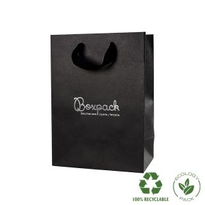 Matte schwarze Papiertragetasche für Schmuck und Uhren 180 x 250 x 100 mm E-B-L-N