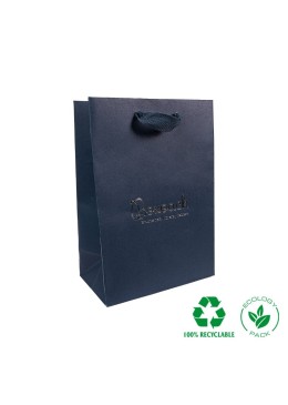 Bolsa de papel eco mate color azul para joyería, bisutería y relojería 180x250x100 mm E-B-L-A