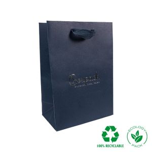Bolsa de papel eco mate color azul para joyería, bisutería y relojería 180x250x100 mm E-B-L-A