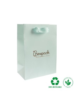 Bolsa de papel eco mate color aguamarina para joyería, bisutería y relojería 180x250x100 mm E-B-L-AQ