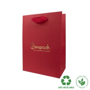 Saco de papel mate para joias e relógios, vermelho 180 x 250 x 100 mm E-B-L-R