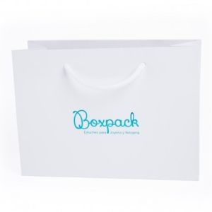 Saco de papel mate branco com asas brancas para joias e relógios 250 x 180 x 100 mm B-LA-B-B