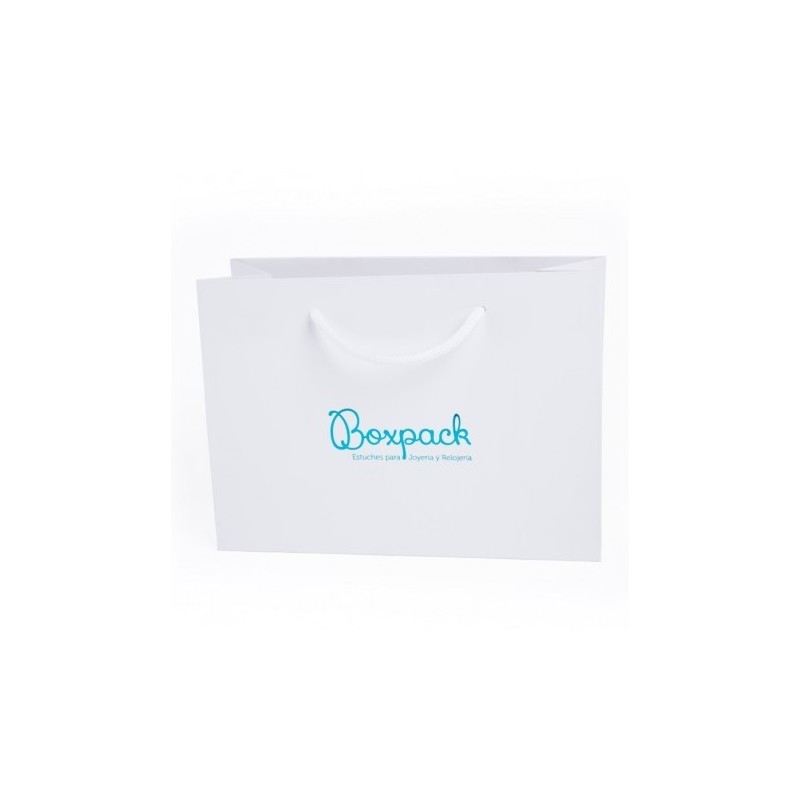 Bolsa de papel mate blanca asa blanca para joyería bisutería y relojería 250x180x100 mm B-LA-B-B