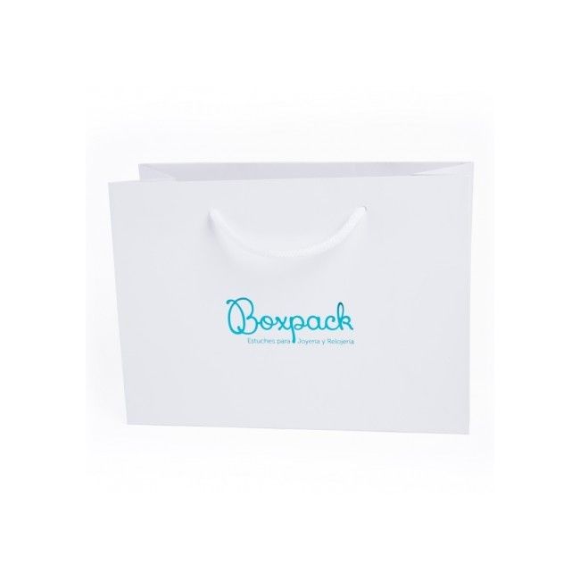 Sac en papier mat pour bijoux et montres, blanc à poignées blanches 250 x 180 x 100 mm B-LA-B-B