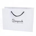 Bolsa de papel mate blanca asa negra para joyería bisutería y relojería 250x180x100 mm B-LA-B-N