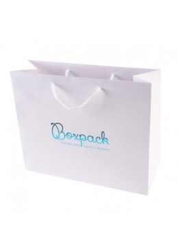 Bolsa de papel mate blanca asa blanca para joyería bisutería y relojería 340x280x130 mm B-XL-B-B