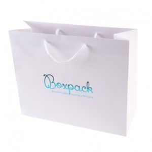Matte paper bag for jewelry and watches, white with white handles 340 x 280 x 130 mm B-XL-B-B