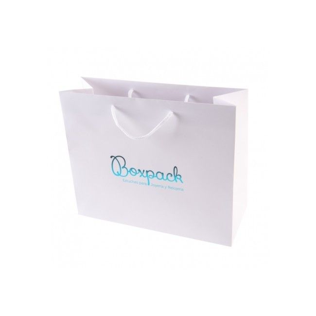 Sac en papier mat pour bijoux et montres, blanc à poignées blanches 340 x 280 x 130 mm B-XL-B-B