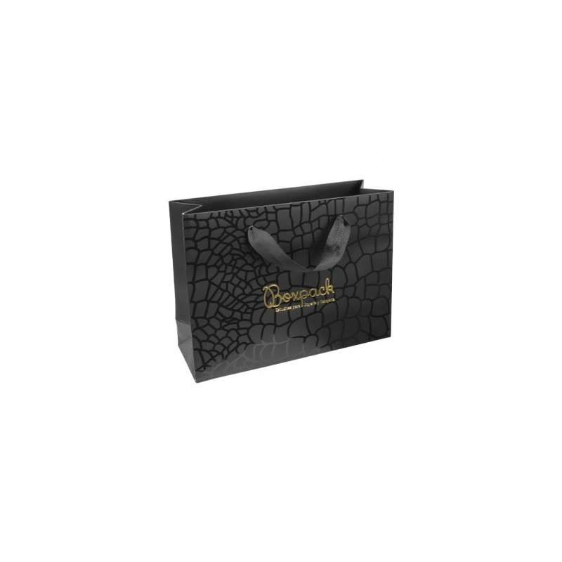 Bolsa de papel uvi para joyería bisutería y relojería negra 200x150x70 mm BV-MA