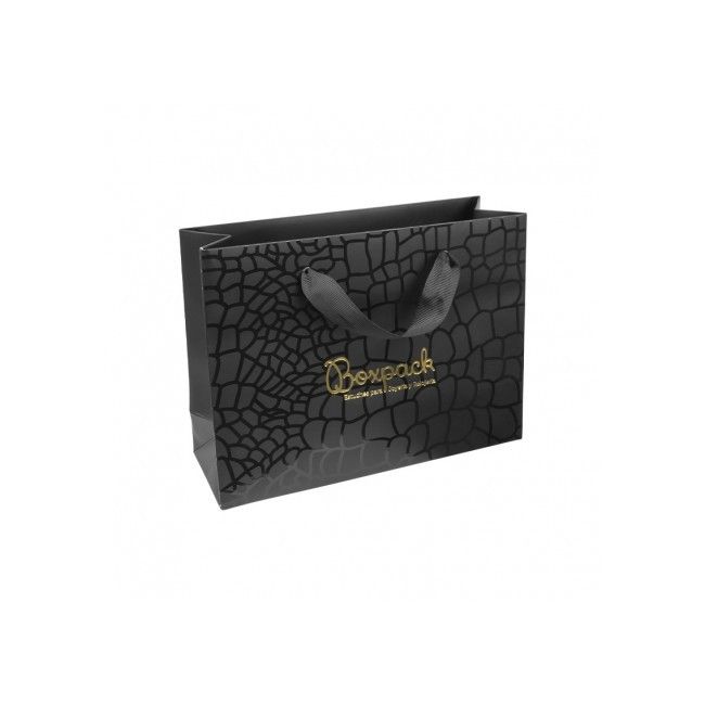 Bolsa de papel uvi para joyería bisutería y relojería negra 200x150x70 mm BV-MA