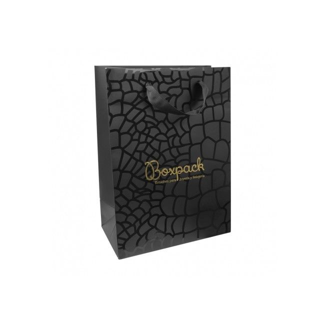 Bolsa de papel uvi para joyería bisutería y relojería negra 180x250x100 mm BV-L