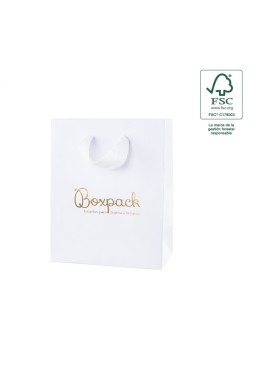 Bolsa de papel ecológica FSC blanco para joyería, bisutería y relojería FE-B-M-B