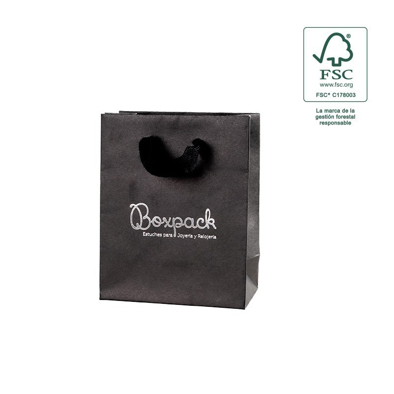 Bolsa de papel ecológica FSC negro para joyería, bisutería y relojería FE-B-M-N