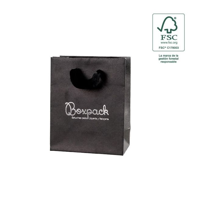 FSC® paper bag for jewelry and watches, black FE-B-M-N