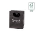 Schwarze FSC®-Papiertragetasche für Schmuck und Uhren FE-B-M-N