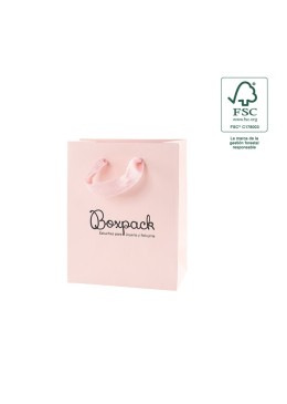 Bolsa de papel ecológica FSC rosa cuarzo para joyería, bisutería y relojería FE-B-M-RC