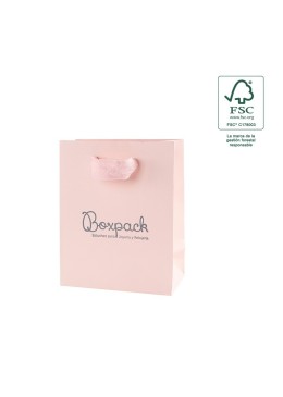 Bolsa de papel ecológica FSC rosa cuarzo para joyería, bisutería y relojería FE-B-M-RC