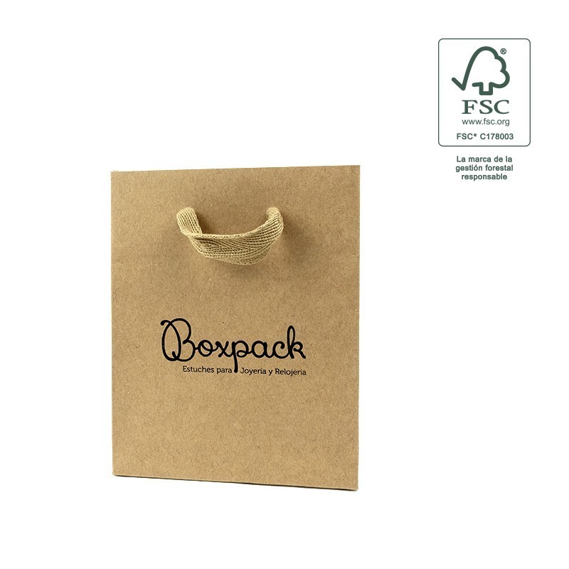 Bolsa de papel ecológica FSC kraft para joyería, bisutería y relojería FE-B-M-K