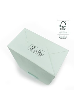 Bolsa de papel ecológica FSC aguamarina para joyería, bisutería y relojería 180x250x100  mm FE-B-L-AQ