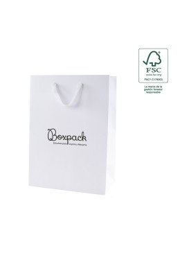 Bolsa de papel ecológica FSC blanco para joyería, bisutería y relojería 180x250x100  mm FE-B-L-B