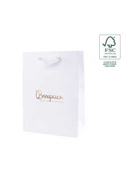 Bolsa de papel ecológica FSC blanco para joyería, bisutería y relojería 180x250x100  mm FE-B-L-B