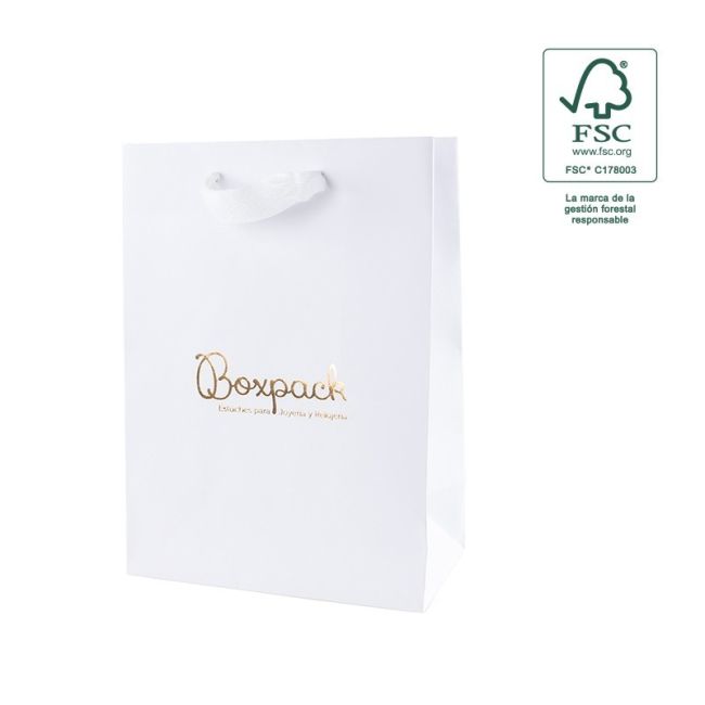 FSC® paper bag for jewelry and watches, white 180 x 250 x 100 mm FE-B-L-B