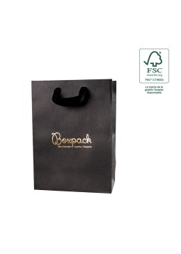 Bolsa de papel ecológica FSC negro para joyería, bisutería y relojería 180x250x100 mm FE-B-L-N