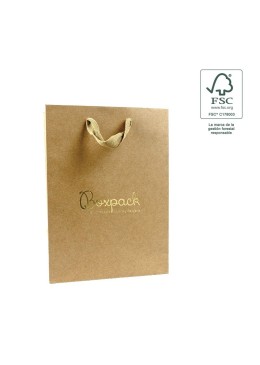 Bolsa de papel ecológica FSC kraft para joyería, bisutería y relojería 180x250x100 mm FE-B-L-K