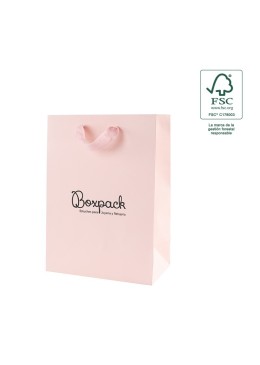 Bolsa de papel ecológica FSC rosa cuarzo para joyería, bisutería y relojería 180x250x100 mm FE-B-L-RC