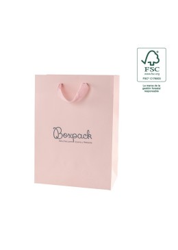 Bolsa de papel ecológica FSC rosa cuarzo para joyería, bisutería y relojería 180x250x100 mm FE-B-L-RC