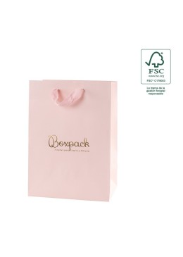 Bolsa de papel ecológica FSC rosa cuarzo para joyería, bisutería y relojería 180x250x100 mm FE-B-L-RC