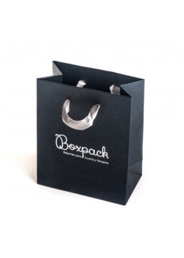 Bolsa de papel con asa de cinta gris para joyería, bisutería y relojería 120x150x65 mm BQ-M-G