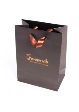 Bolsa de papel con asa de cinta marrón para joyería, bisutería y relojería 180x250x100 mm BQ-L-M