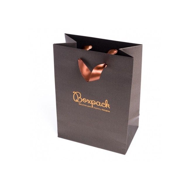 Sac en papier à poignées en ruban marron pour bijoux et montres 180 x 250 x 100 mm BQ-L-M