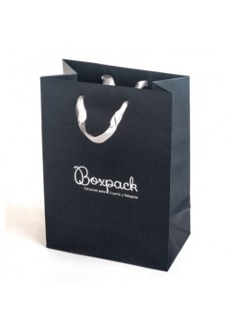 Bolsa de papel con asa de cinta gris para joyería, bisutería y relojería 180x250x100 mm BQ-L-G