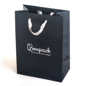 Papiertragetasche mit grauem Satinbandgriff für Schmuck und Uhren 180 x 250 x 100 mm BQ-L-G