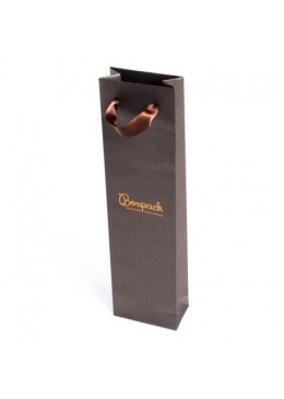 Bolsa de papel con asa de cinta marrón para joyería, bisutería y relojería 80x300x45 mm BQ-B-M