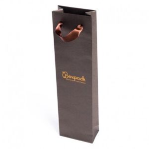 Papiertragetasche mit braunem Satinbandgriff für Schmuck und Uhren 80 x 300 x 45 mm BQ-B-M
