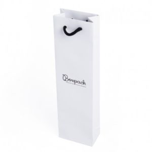 Sac en papier mat pour bijoux et montres, blanc à poignées noires 80 x 300 x 45 mm B-B-B-N