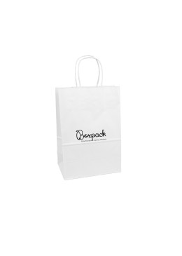 Bolsa de papel económica blanca para joyería, bisutería, relojería y boutique 220X320X120 mm BE-320-B